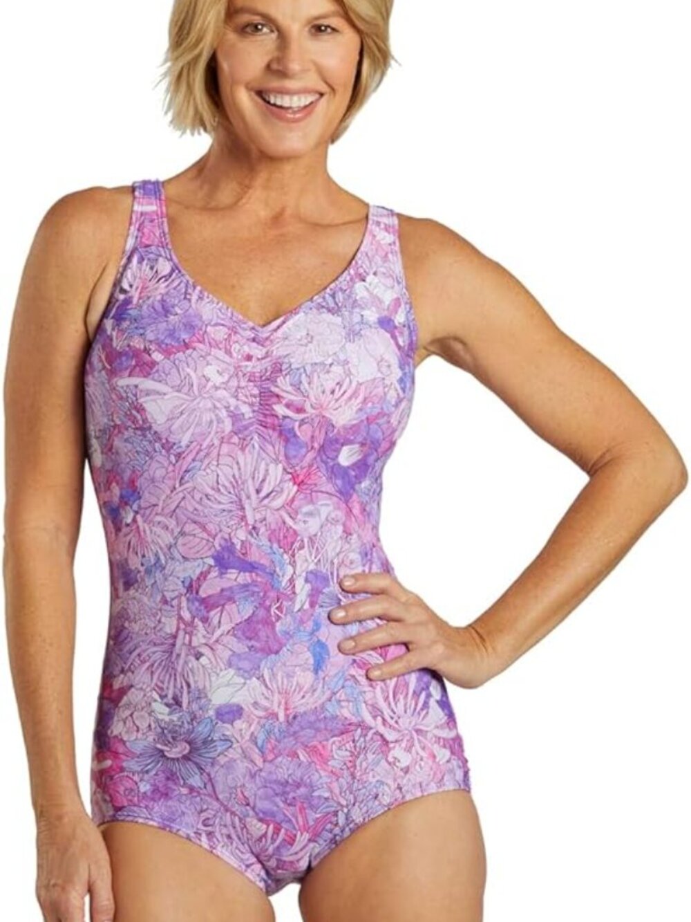 Sporti Jungle Floral Girl Leg Swimsuit 6